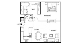 Apartment floor plan, 1 bedroom in SOHO SQUARE No. 11013